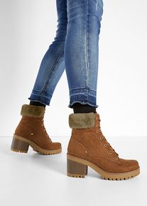 Bottines fourr&eacute;es &agrave; lacets - marron - taille 38 - bonprix