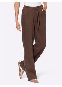 Heine Damen Leinenhose mit weitem Bein in schoko ,Größe 40, Witt, 100% Leinen