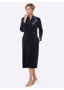 Miss Ulrike Dames Ochtendjas in marine ,maat 36/38, Witt, 80% Katoen, 20% Polyester