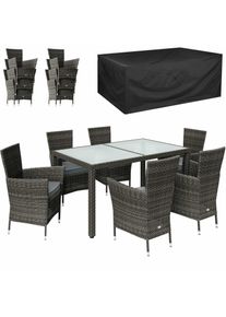 Casaria Polyrotan Tuinset 7-delig Grijs/Antraciet + Tuinmeubelhoes