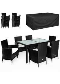 Casaria Polyrotan Tuinset 7-delig Zwart/Crème + Tuinmeubelhoes