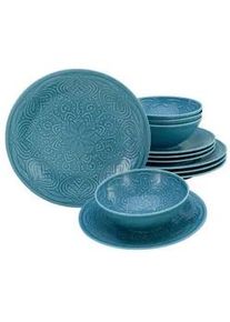 Creatable Tafelservice , Hellblau , Keramik , 12-teilig , orientalisch , Geschirr, Geschirrsets, Tafelservice