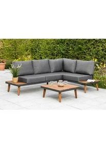 Gardenson Loungegarnitur , Braun, Graphitfarben , Holz, Metall, Textil , Akazie , Hartholz , Füllung: Schaumstoff, Polyurethan (PUR),Schaumstoff, Polyurethan (Pur) , L-Form , 211x28x152.5 cm , Fsc , Gartenmöbel, Loungemöbel, Loungegarnituren