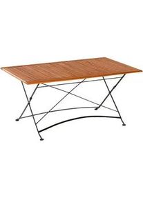 Gardenson Gartenklapptisch , Graphitfarben, Naturfarben , Holz, Metall , Eukalyptusholz , Hartholz , rechteckig , 90x73x160 cm , FSC Mix , klappbar , Holzmöbel, Holztische, Klapptische Holz