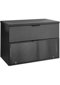 home24 Waschbeckenunterschrank , Schwarz , Metall , 1 Schubladen , 80x55x46 cm , hängend , Badezimmer, Badmöbel, Waschbeckenunterschränke