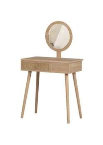 Livetastic Schminktisch , Naturfarben , Holz, Glas , Kiefer , 2 Schubladen , rechteckig , konisch , 40x125x70 cm , Kleinmöbel