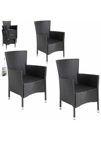 Casaria Polyrotan Tuinstoelen 3 Stuks Zwart stapelbaar