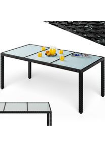 Casaria Tuintafel Polyrotan Zwart 190x90x75cm glas