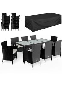 Casaria Polyrotan Tuinset 9-delig Zwart met Tuinmeubelhoes