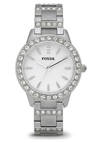 Fossil Dames Analoog horloge 'JESSE' zilver / wit One Size
