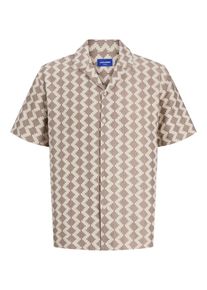 Jack & Jones JACK & JONES Heren Overhemd 'JORSummer Luke' ecru / lichtbruin XXL
