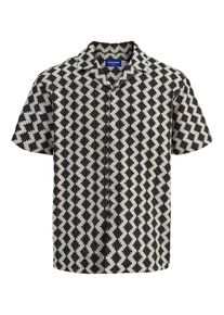 Jack & Jones JACK & JONES Heren Overhemd 'JORSummer Luke' ecru / zwart XXL