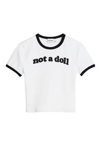 Desigual Dames Shirt 'Not a Doll' zwart / wit M