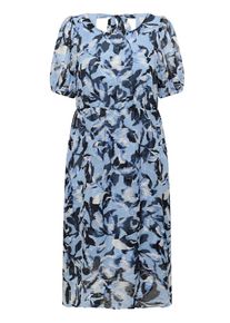 Kaffe CURVE Dames Zomerjurk 'Elona' blauw gemêleerd / grijs / wit 44