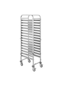 GastroHero Chariot de rangement ECO 15 GN 1/1, chariot de rangement avec 15 étagères, en acier inoxydable, avec doubles rails.| Professionnel | HoReCa