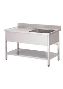 GastroHero Evier Basic 12x7 avec 1 cuve à droite, Evier Gastro, réglable en hauteur, inox| Professionnel | HoReCa | CHR