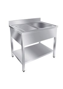 GastroHero Evier Basic 10x6 avec 1 cuve à droite, évier Gastro, fond inox| Professionnel | HoReCa | CHR