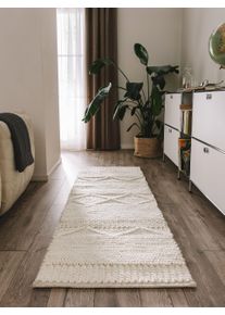 benuta Pure Chodnik Alva kremowy 70x200 cm Wełna Berberyjski,Tradycyjny