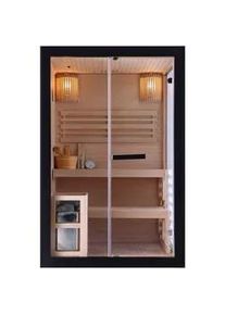 Sanotechnik Sauna , Schwarz , Holz, Glas , Hemlocktanne , 130x200x120 cm , Freizeit & Co, Wellness & Gesundheit, Sauna