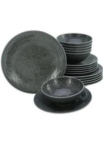 Creatable Tafelservice , Grau , Keramik , 18-teilig , orientalisch , 66x28.5x28 cm , Geschirr, Geschirrsets, Tafelservice