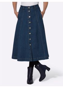 Damen Jeansrock in ausgestellter Bahnenform in blue-stone-washed ,Größe 36, WITT, 99% Baumwolle, 1% Elasthan