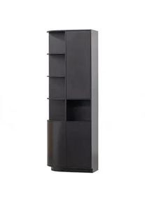 Livetastic Mehrzweckschrank , Schwarz , Holz , Kiefer , massiv , 8 Fächer , 78x210x40 cm , erweiterbar , Waschküche, Mehrzweckschränke