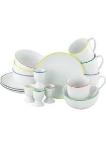 Creatable Frühstücksservice , Multicolor, Weiß Hochglanz , Keramik , 16-teilig , 30x26x30 cm , stapelbar , Geschirr, Geschirrsets, Kaffeeservice