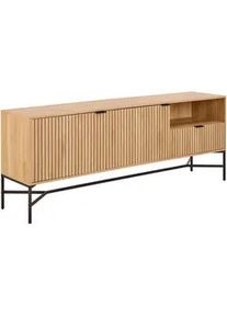 Xxxl Lowboard , Schwarz, Eichefarben , Metall , 2 Fächer , 1 Schubladen , 180x70x40 cm , Typenauswahl, Beimöbel erhältlich, stehend , Kleinmöbel