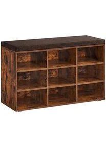 VASAGLE Mid.you Schuhbank , Dunkelbraun , Holzwerkstoff , 78.5x48x30.3 cm , Garderobe, Schuhaufbewahrung, Schuhregale