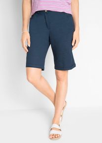 bonprix Mujer, Bermudas de algodón con cinturilla cómoda, azul, 54