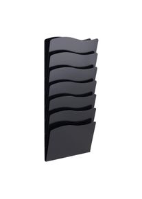1 Wall leaflet holder, A4 portrait, 7 trays, black, steel