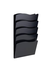 1 Wall leaflet holder, A4 portrait, 5 trays, black, steel