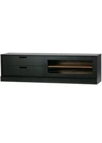 Livetastic Lowboard , Schwarz, Walnussfarben , Holz , Kiefer , massiv , 1 Fächer , 2 Schubladen , 180x50x42 cm , Holzmöbel, Wohnwände Holz, Lowboards Holz