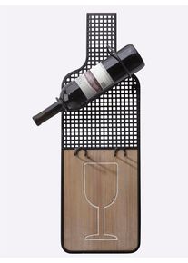 Weinregal in schwarz, Größe B/H/T: 21 cm x 63,5 cm x 12 cm