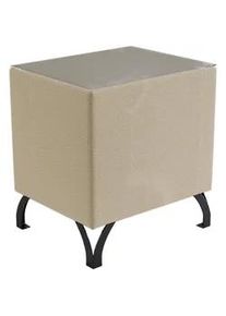 Esposa Nachtkästchen , Beige , Glas, Textil , 45x55x45 cm , Typenauswahl , Schlafzimmer, Nachtkästchen