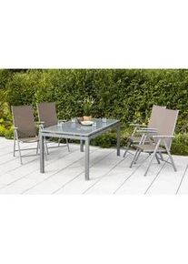 Merxx Gardenson Gartenklappsessel-Set , Taupe , Metall, Textil , Uni , 57x108x65 cm , klappbar , Gartenmöbel, Gartensessel, Gartenklappstühle
