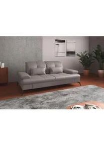 Sit & More Sit & More 3-Sitzer-Sofa , Hellgrau , Leder , Echtleder , Nappaleder , 212x90x122 cm , Goldenes M, Oeko-Tex® Standard 100, Made in Europe, DGM-Klimapakt , Rücken echt, Armteil links, Armteil rechts , Wohnzimmer, Sofas & Couches, Sofas, 3-Sitzer Sofas