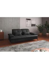 Sit & More Sit & More 2,5-Sitzer , Schwarz , Leder , Echtleder , Nappaleder , 202x90x122 cm , Goldenes M, Oeko-Tex® Standard 100, Made in Europe, DGM-Klimapakt , Schlafen auf Sitzhöhe, Rücken echt, Armteil links, Armteil rechts , Wohnzimmer, Sofas & Couches, Sofas, 2-Sitzer Sofas