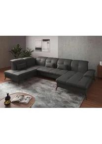 Sit & More Sit & More Wohnlandschaft , Mokka , Leder , Echtleder , Nappaleder , Ottomane links, U-Form , 357x231 cm , Goldenes M, Oeko-Tex® Standard 100, Made in Europe, DGM-Klimapakt , Rücken echt, Armteil rechts , Wohnzimmer, Sofas & Couches, Wohnlandschaften, Wohnlandschaften in U-Form