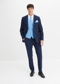 Slim fit trouwpak (5-dlg. set): colbert broek gilet stropdas pochet - blauw - maat 60 - bonprix