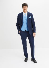 Slim fit trouwpak (5-dlg. set): colbert broek gilet stropdas pochet - blauw - maat 58 - bonprix