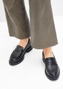 Leren loafers - zwart - maat 39 - glad leer - bonprix