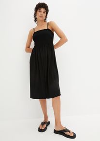 Gesmokte jurk van licht crêpe - zwart - maat 56/58 (3XL) - bonprix