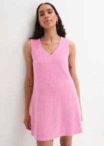 Frotté jurk in A-lijn - roze - maat 56/58 (3XL) - badstof - bonprix