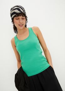 Geribde top - groen - maat 48/50 (XL) - met katoen - bonprix