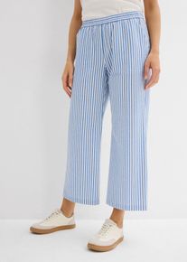 7/8 palazzo broek van seersucker - blauw - maat 40 - 100% katoen - bonprix