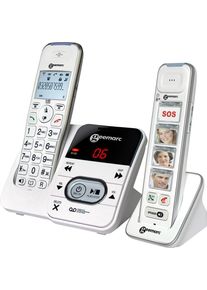 geemarc PACK Mobility 295 schnurloses Senioren-Telefon Mobilteil Haustelefon Festnetz Anrufbeantworter Foto-Tasten weiß