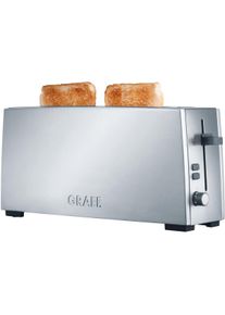 Graef TO90EU Langschlitztoaster Toaster Brötchenaufsatz Krümelschublade silber