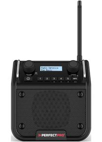 PerfectPro DPR2-18V Baustellenradio Radio ohne Akku DAB+ UKW AUX Bluetooth spritzwassergeschützt schwarz