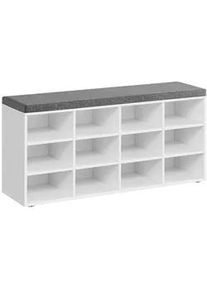 VASAGLE Mid.you Schuhbank , Grau, Weiß , Holzwerkstoff , 104x48x30.5 cm , Garderobe, Schuhaufbewahrung, Schuhregale